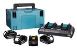 MAKITA startset 4x accu 5Ah + duo snellader in Mbox
